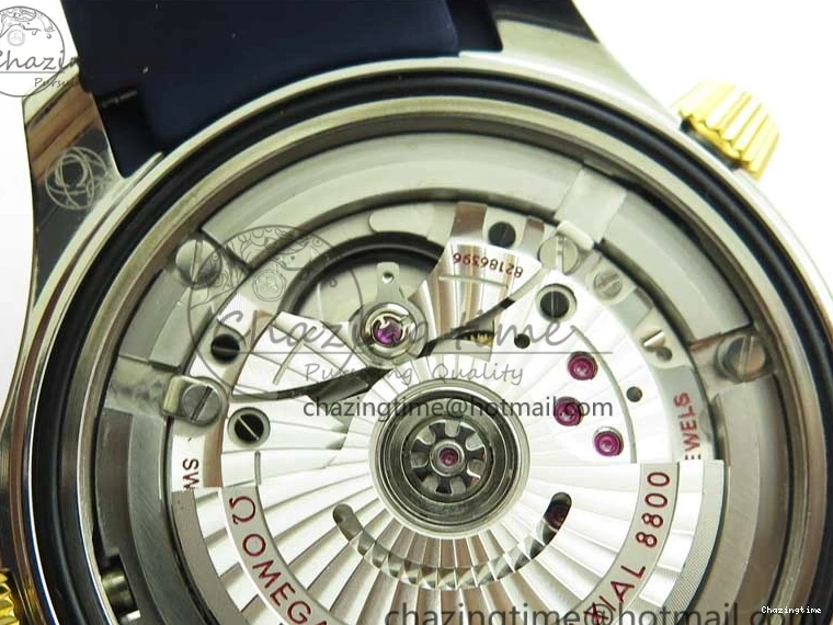 0321 Refined 2018 Seamaster Diver 300M SS YG VSF 1:1 Best Edition YG Bezel Blue Dial on Blue Rubber Strap A 7898